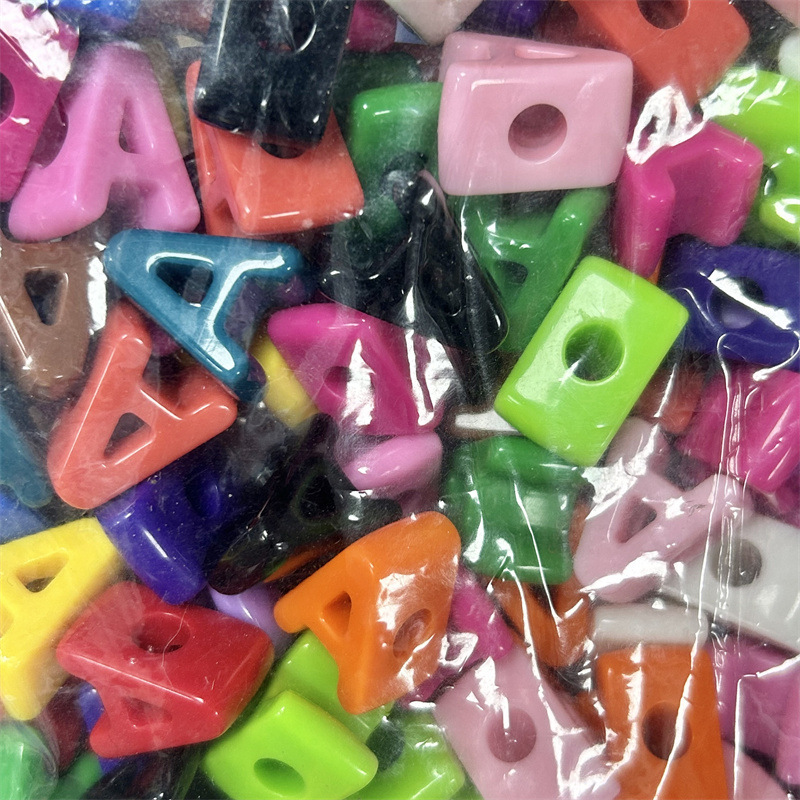 20mm Acrylic Solid Color Mixed Color 26 Designated English Letters Large Hole Beads DIY Braided Mobile Phone Chain Accessories