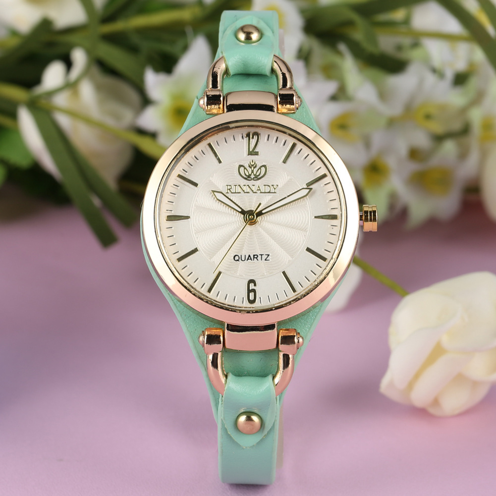 Orologio da donna alla moda, elegante orologio al quarzo in pelle, cinturino sottile, quadrante semplice da donna_voghion.com