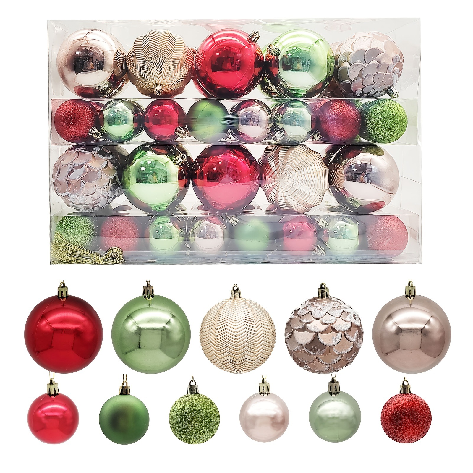 5cm 8cm rojo verde oro multicolor galvanizado de plástico conjunto de bolas de Navidad árbol de Navidad colgante suministros de Navidad
