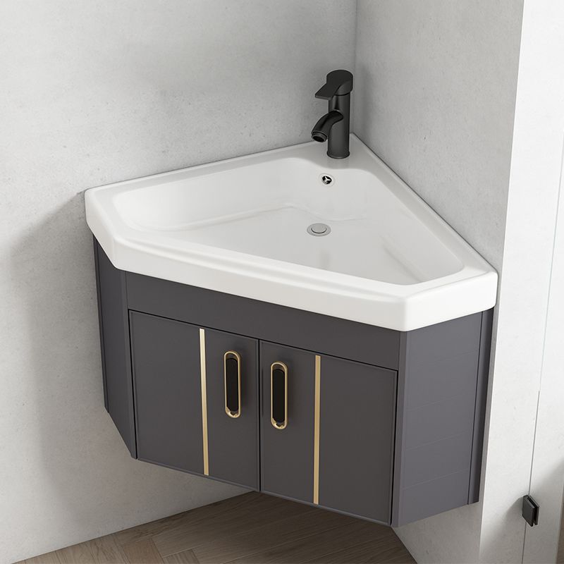 Space Aluminum Wall-Mounted Triangular Bathroom Cabinet Washbasin Combination Bathroom Corner Washbasin Small Apartment Washbasin