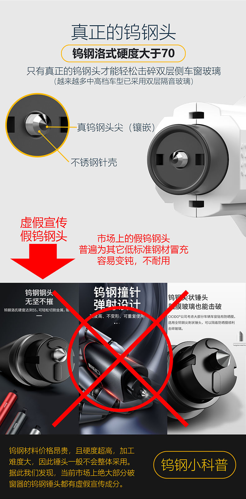 Car Safety Hammer Car Multi-function Window Breaker Tungsten Steel Head Window Breaking Emergency Life-saving Hammer with Cutter Escape Artifact