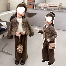 女童秋装小香风套装新款时髦宝宝外套洋气阔腿裤秋季两件套潮包邮