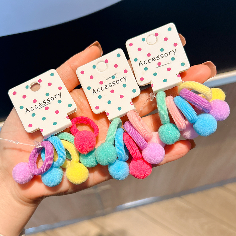 korean style high quality children‘s colorful hair ball hair rope baby does not hurt hair tie hair rubber band hair ring hair rope