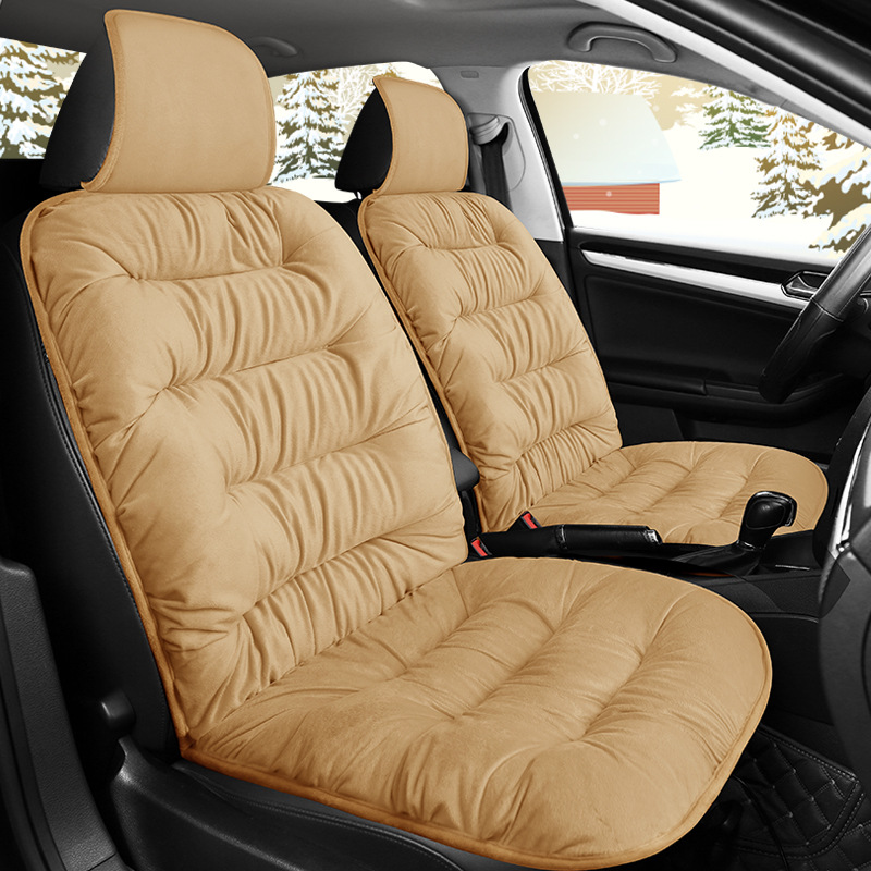 冬季保暖羽绒汽车坐垫正副驾前排全车毛绒座垫一件代发单张跨境