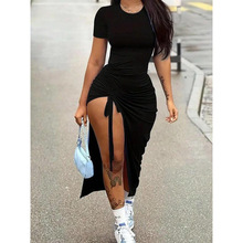 I 31436 Ruffled Asymmetric Mini Dress ���޿�������ȹ�羳
