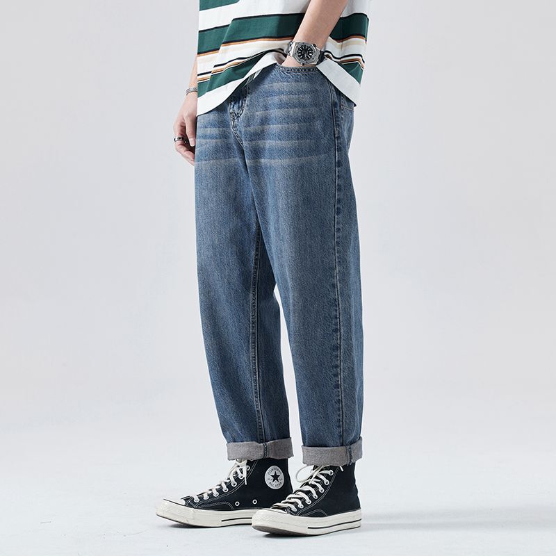 Retro Jeans Men's Spring & Fall Trendy Brand Loose Straight Harem Nine-Point Men's Casual Long Pants Summer New Style
