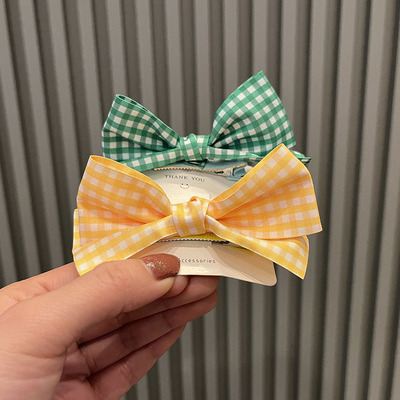 girl Hairpin lovely lattice three-dimensional bow Issuing sub College wind girl Headdress Clamp diy Hairdressing