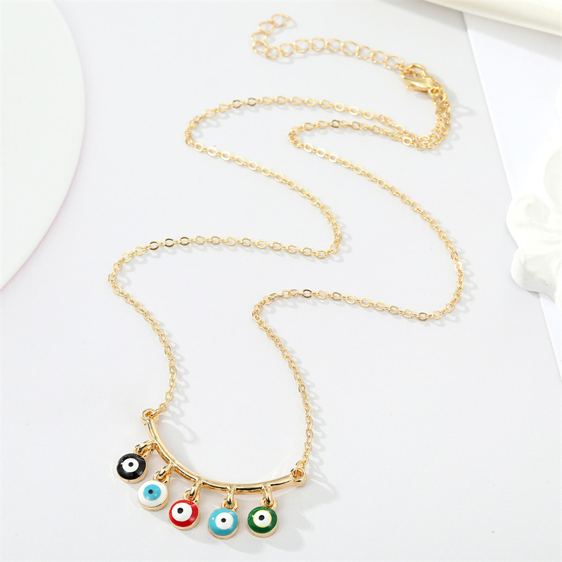fashion tassel colored devil eye pendant resin Turkey eye collarbone chain