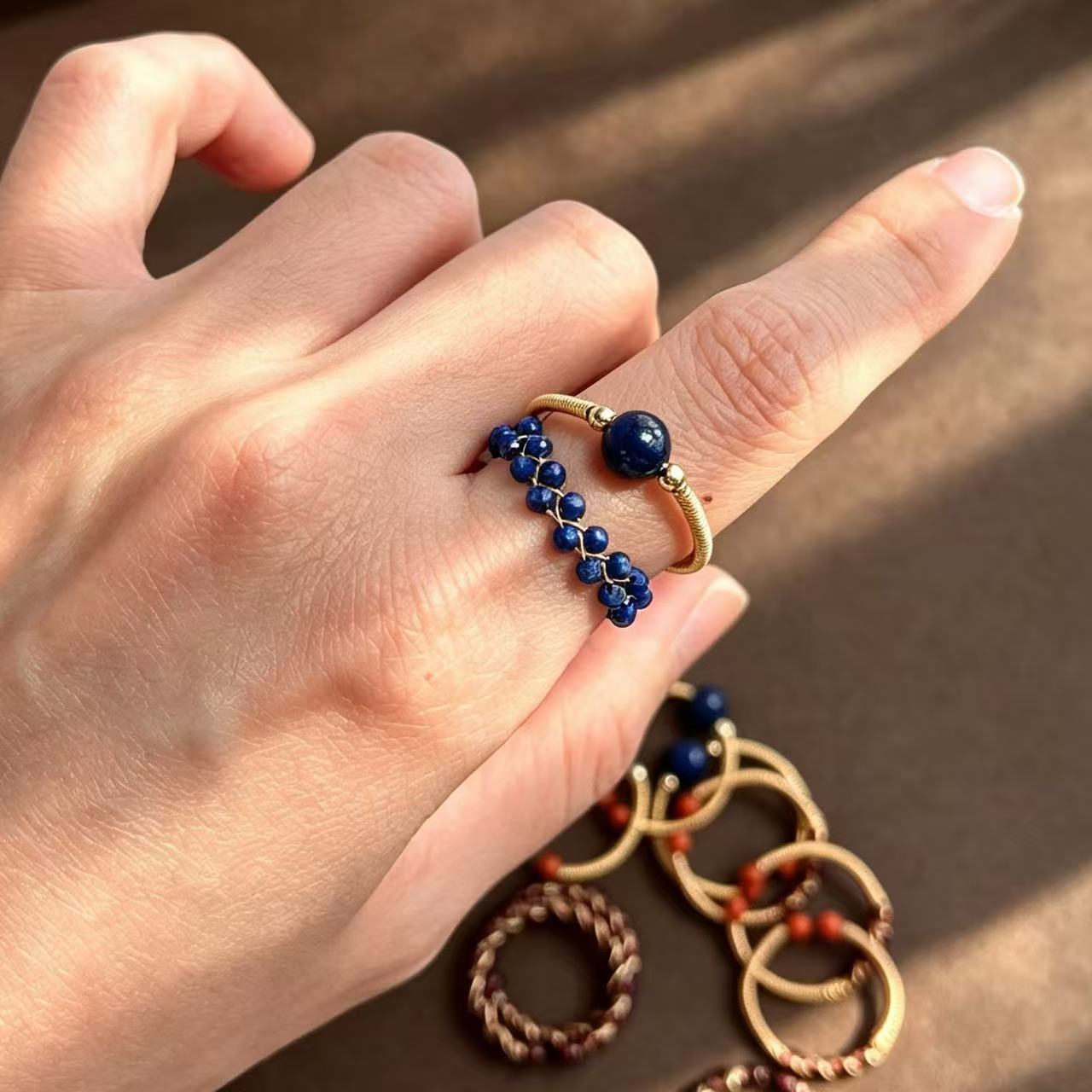 New store wholesale natural lapis lazuli, tourmaline, amethyst, garnet designer rings