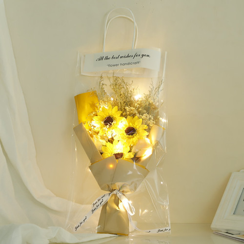 Mother's Day Soap Flower Bag Portable Gypsophila Dried Flowers Everlasting Bouquet for Valentine's Day Gifts for Boyfriend, Girlfriend and Wife
