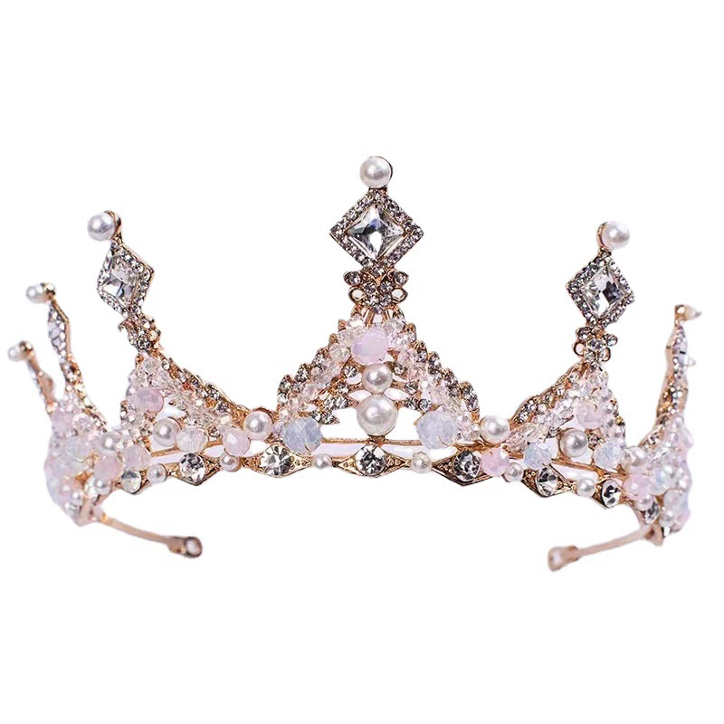 Headband Princess Crown, Crystal & Pearl Hair Accessory, Korean Small Princess Tiara