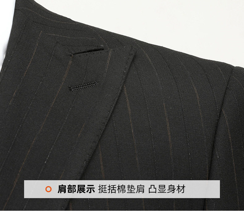 Bộ vest nam ba mảnh ve nhọn cài khuy đôi dáng ôm — Sọc đen quý ông (áo + quần), Sọc đen quý ông (áo + vest + quần) chi tiết 21