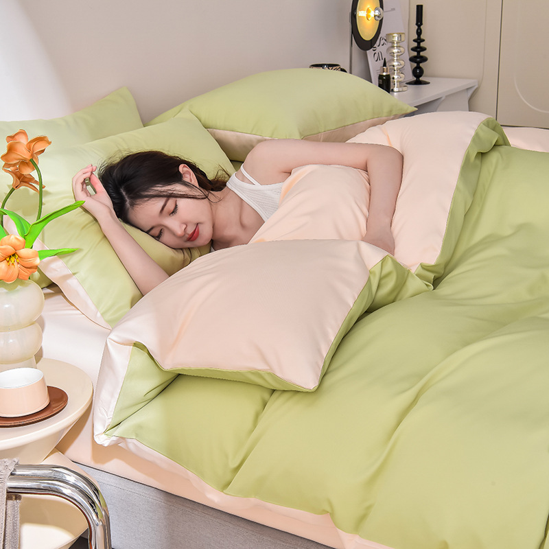 Summer Ice Silk Four-Piece Set Dormitory Three Students Bed Sheet Summer Cooling Blanket Cover Single 150x200x230cm