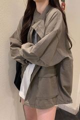 工装外套女春秋季新款韩版宽松百搭休闲BF学生上衣棒球服衣ins潮