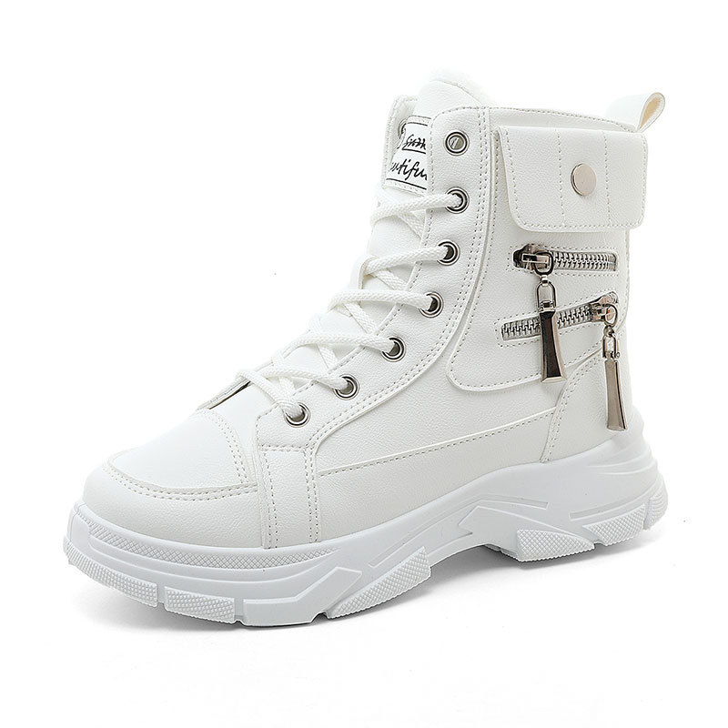 W2579 새로운 2024 겨울 한국 여성 단색 기모 면화 스노우 부츠 캐주얼 따뜻한 면화 증가