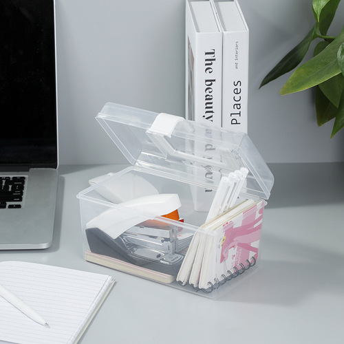 Household transparent storage box desktop plastic storage box portable storage box small box storage box medicine box storage box