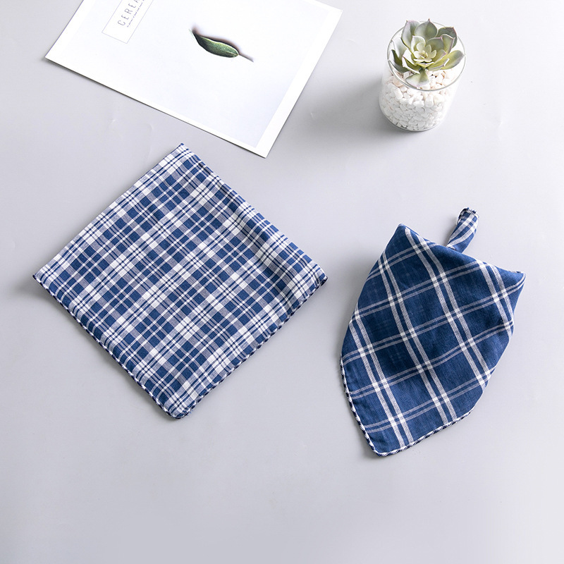 儿童纯棉围巾韩版潮四季宝宝男童女童双面四方巾季韩国_双条格子