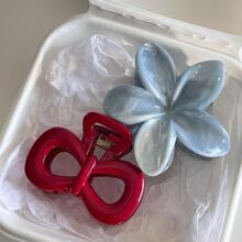 贝多芬的油画鸡蛋红色蝴蝶结抓夹后脑勺盘发鲨鱼夹精致马尾夹发饰