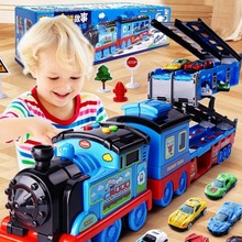 儿童弹射变形折叠轨道收纳火车大卡车货车小汽车玩具大全男孩礼物