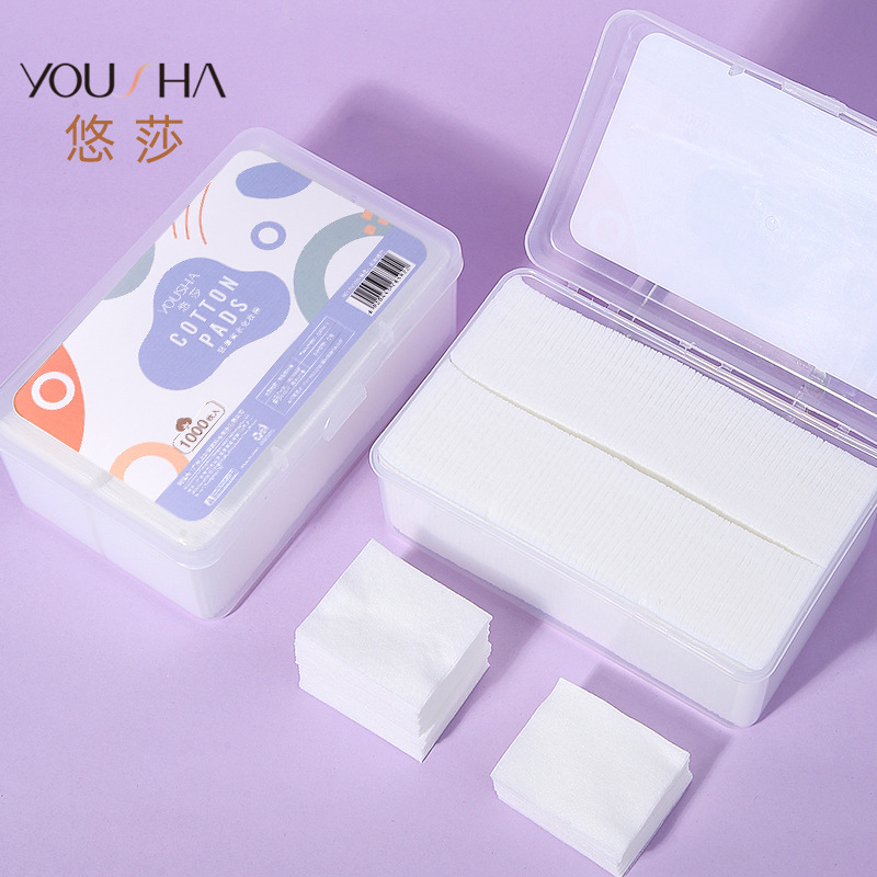 Yousha 1000 piezas de maquillaje en caja delgada de algodón desechable de ahorro de agua removedor de maquillaje amigable con la piel hoja de algodón compresa húmeda YV123