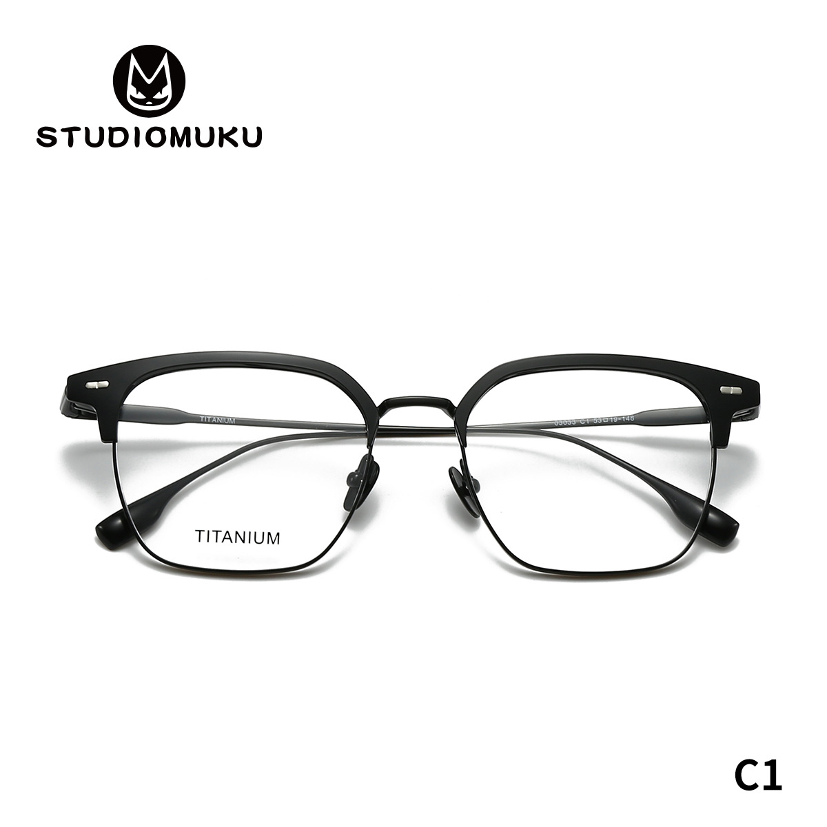 STUDIOMUKU gafas de diseño minimalista de marcos de cejas, diseño de contraste, estilo de ojos retro