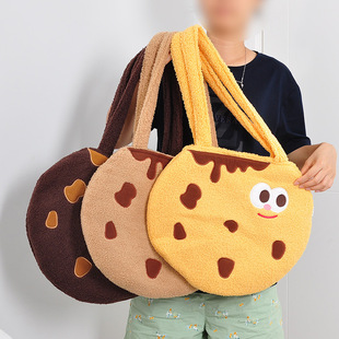Japanese Cookies Shoulder Bag Handbag Cute Personality Expressions Plush Student Handbag Large Capacity Bag