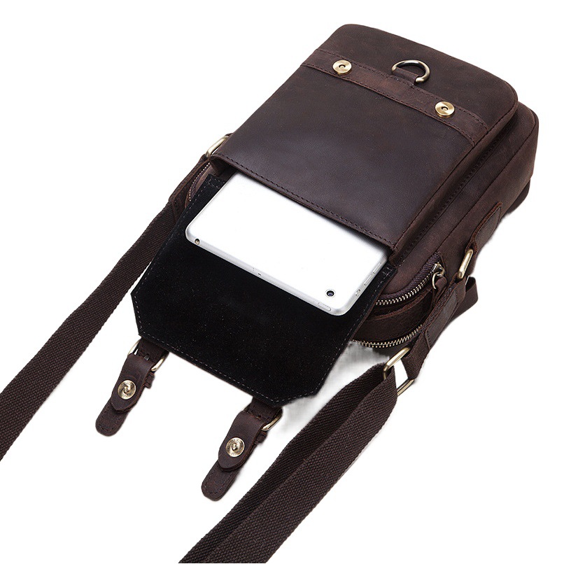 Hummer Paul Foreign Trade Crazy Horse Leather Men's Shoulder Bag European and American Retro First-Layer Cowhide Crossbody Bag Business Commuter Bag