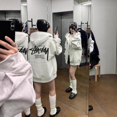 城市限定首尔秋冬美式拉链开衫连帽卫衣男女潮牌宽松帽衫上衣STU