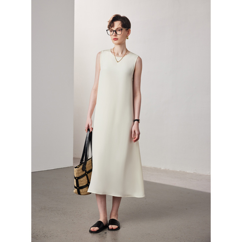 [Silk Lining] 30 Mm Heavy Mulberry Silk dress Women's A Edition Sleeveless Vest Silk dress