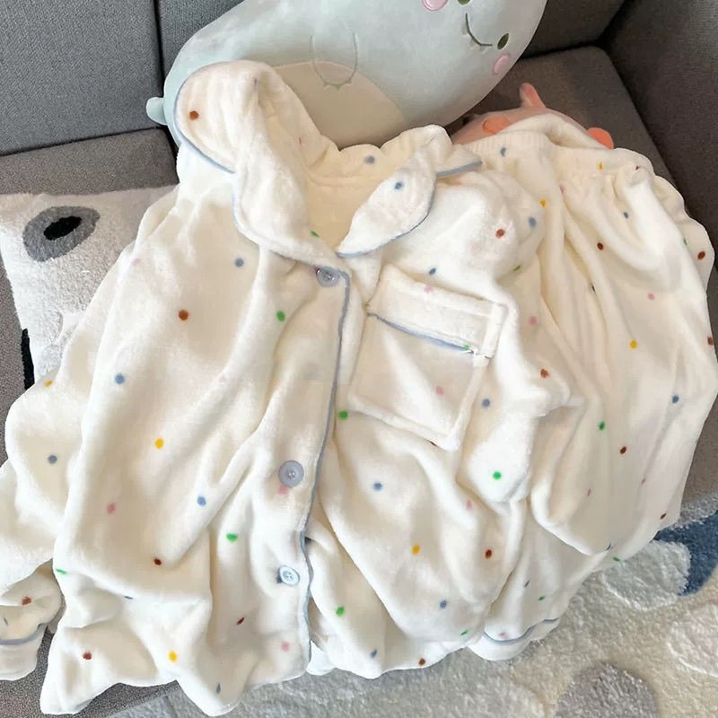 珊瑚绒睡衣女冬季加绒加厚两件套少女学生可外穿法兰绒家居服套装