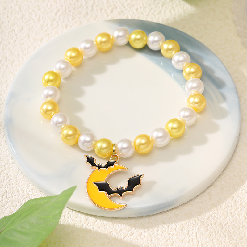 Yunjin nuevo europeo y americano transfronterizo Venta caliente Halloween hecho a mano pulsera de cuentas calabaza fantasma Festival naranja pulsera al por mayor