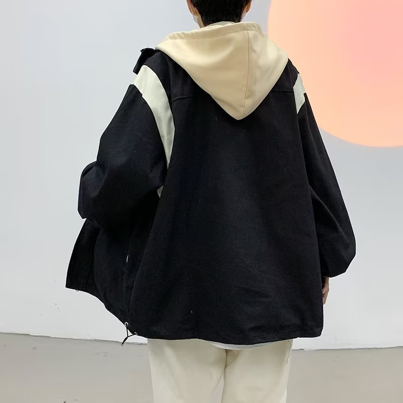 Casual todo-fósforo otoño suelto de gran tamaño falso chaqueta de dos piezas para hombres estilo de Hong Kong jóvenes estudiantes moda moda para hombres