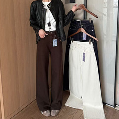 十三行女装辣妹四面弹力阔腿牛仔裤女秋季款高腰舒适休闲直筒长裤