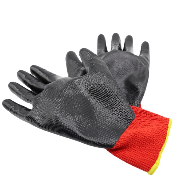 13针丁腈浸胶手套防滑耐磨手套出口标准工作手套