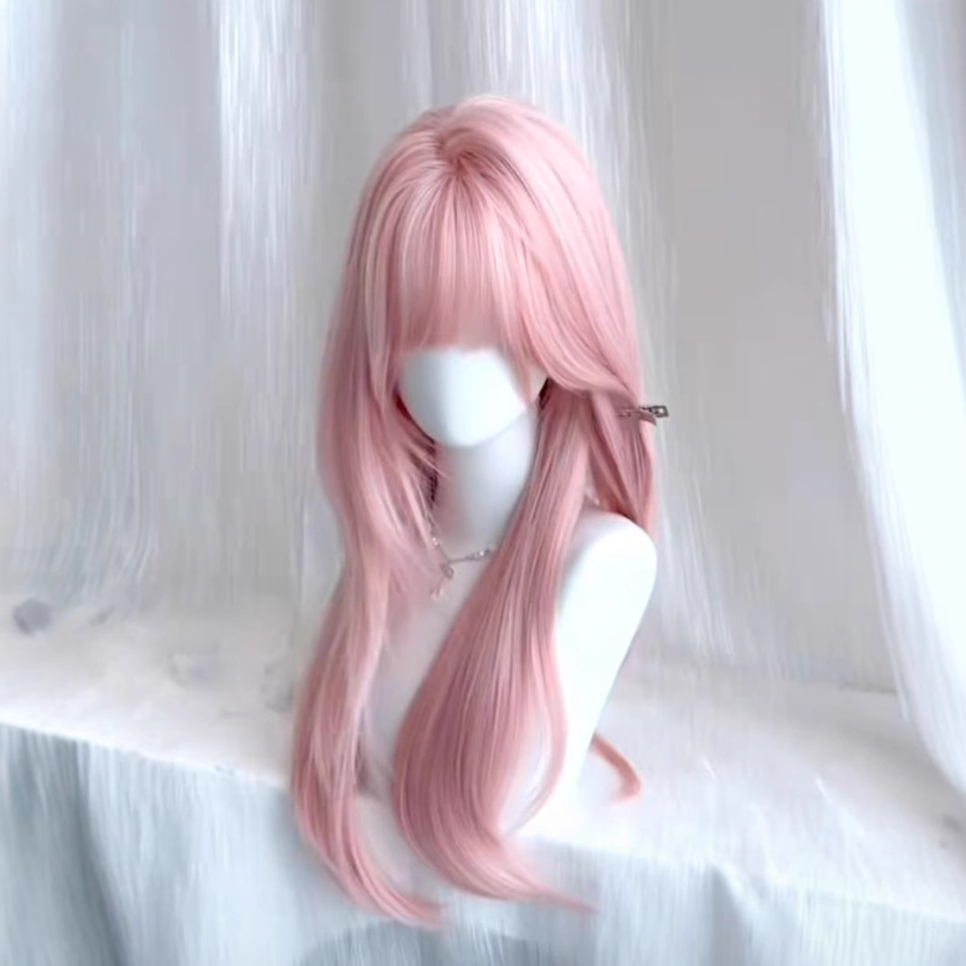 Koni rožinis perukas moterims – ilgas perukas su visa galva, skirtas Cosplay, Lolita ir kostiumams