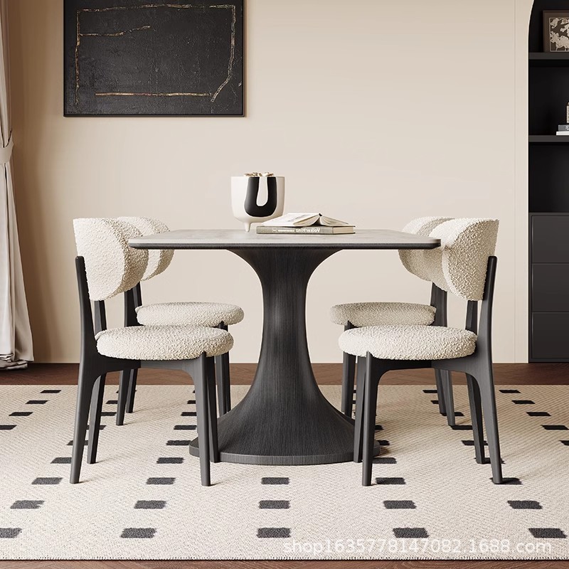 Mesa de comedor de madera maciza negra de estilo antiguo, sala de estar rectangular, hogar, apartamento pequeño, mesa de comedor de madera de roble retro francés