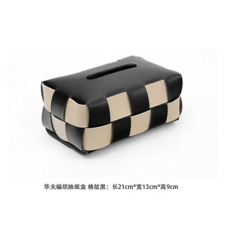 家庭用車載汎用型上質皮革棋盤格色合わせティッシュケースシンプルで面白い個性創意多機能
