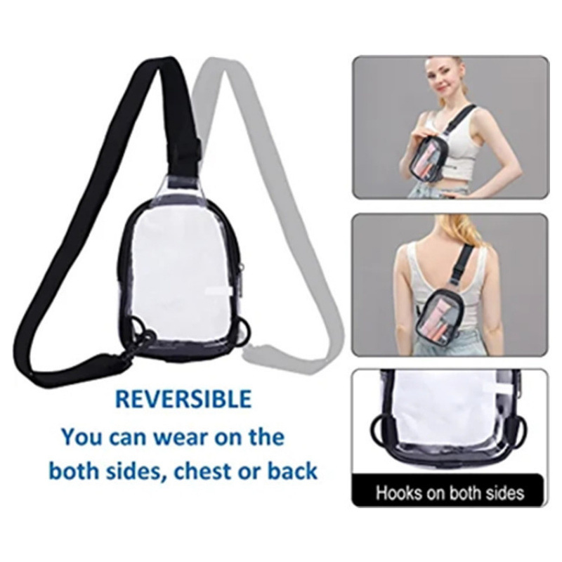 Amazon nuevo bolso de pecho transparente de pvc mini viaje de hombro mochila al aire libre bolsa deportiva impermeable