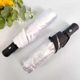 全自动三折叠透明雨伞加厚款小清新透明伞男女网红学生伞厂家直销