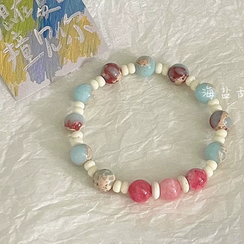 Beaded children's bracelet, adjustable cord, assorted charm styles, 10 cm