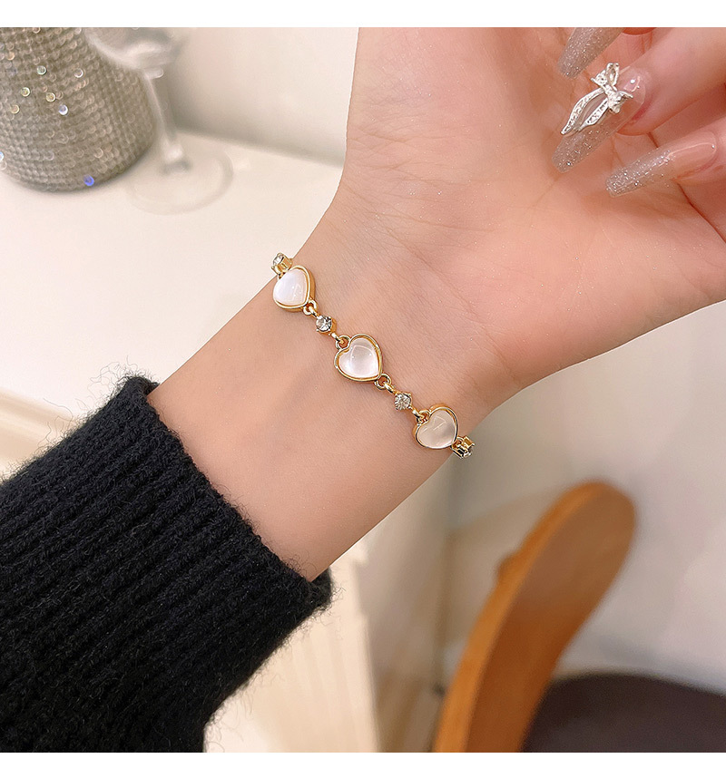 Fashion Heart Shape Copper Plating Zircon Bracelets 1 Piece