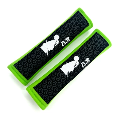Car seat belt shoulder pad: Seat belt shoulder pad - sword-heart-fluorescent-green