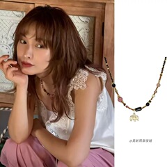 呉新董潔同項ネックレス夢幻島小象美ラードリゾート風カラー天然石重ね付け鎖骨チェーン