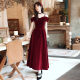 wine red Toast Dress 2024 Summer New Arrival Bridal Temperament Sling Velvet Engagement dress Women's Wedding Dress