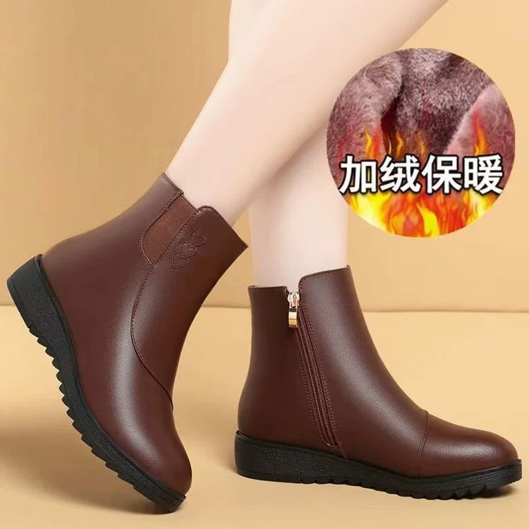 Зимние низкие сапоги для мамы, обувь утепленная флисом, для среднего возраста