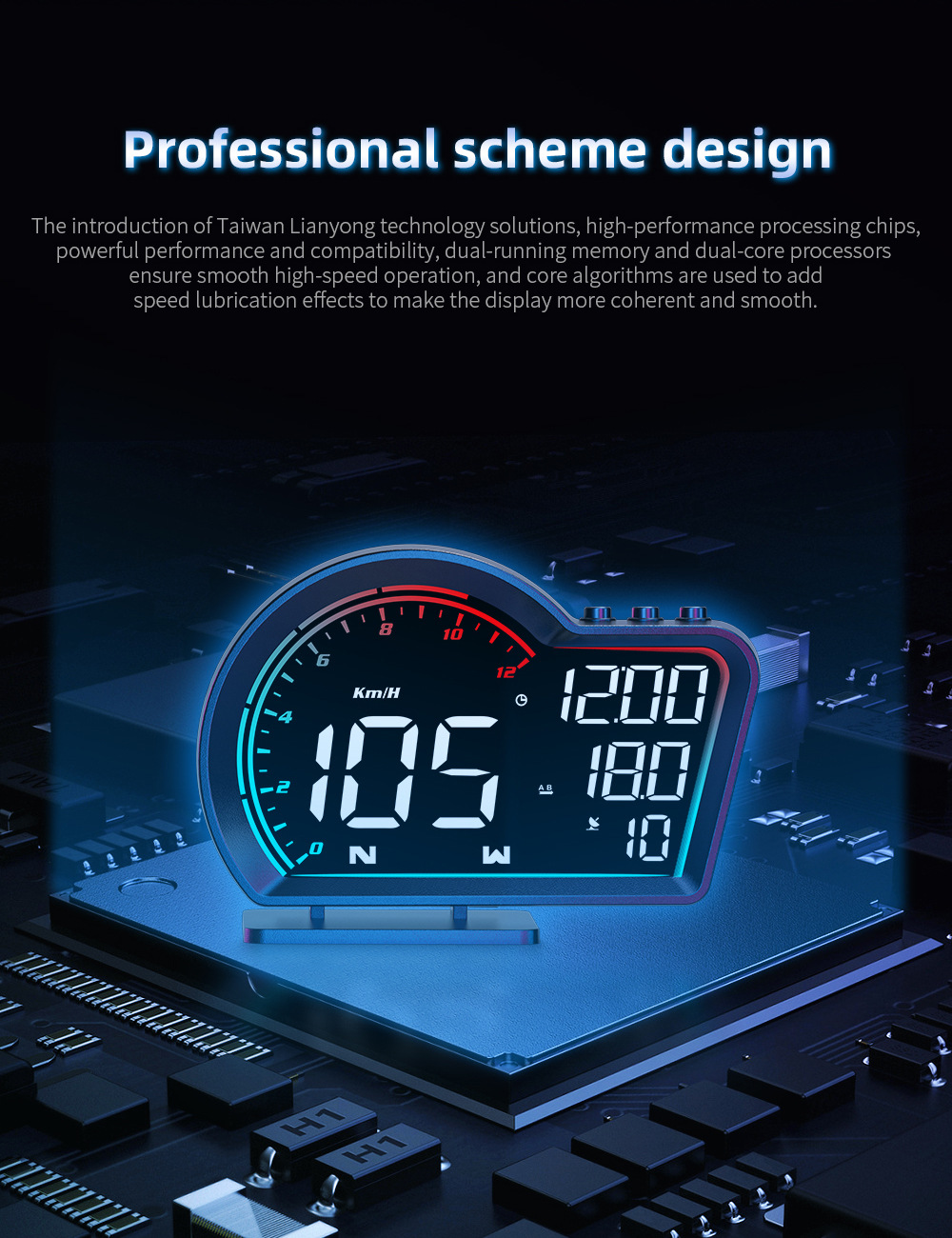 Car-mounted head-up display, universal GPS high-definition vehicle speed guide, head-up display HUD, electronic compass, altimeter
