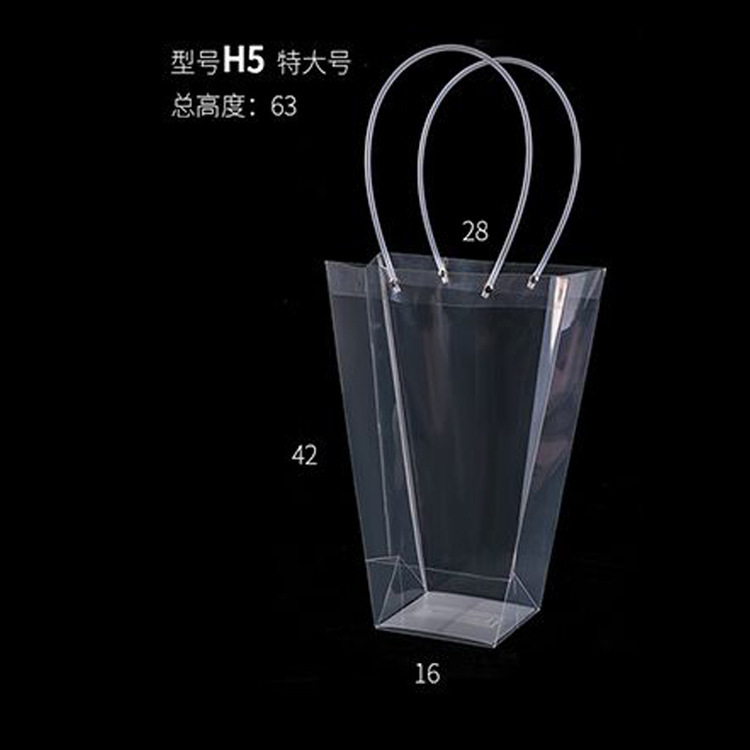 Bolsa de regalo cuadrada de plástico OPP impermeable para el Día de San Valentín chino, bolso de mano transparente con forma de trapezio para flores, bolsa de regalo para ramo de flores