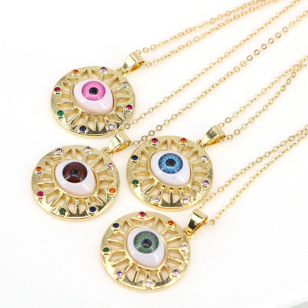 European And American Copper Zircon Devil Eye Necklace display picture 2