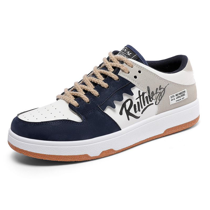 Chaussures de skate graffiti de niche de printemps 2025 pour hommes, version coréenne de la tendance, chaussures de sport décontractées à coutures rétro, chaussures pour hommes_voghion.com