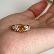 2025夏季新款甜美小雏菊戒指时尚小众气质珐琅滴油虎眼石花朵指环